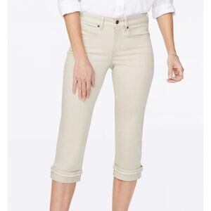 NYDJ Marilyn Straight Crop Jeans Light Tan Khaki Lift Tuck Stretch Women's 16